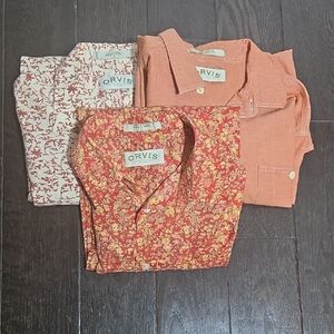 Orvis Men's TRIO BUNDLE Short Sleeve Shirt 100% Cotton Size Large With Pockets